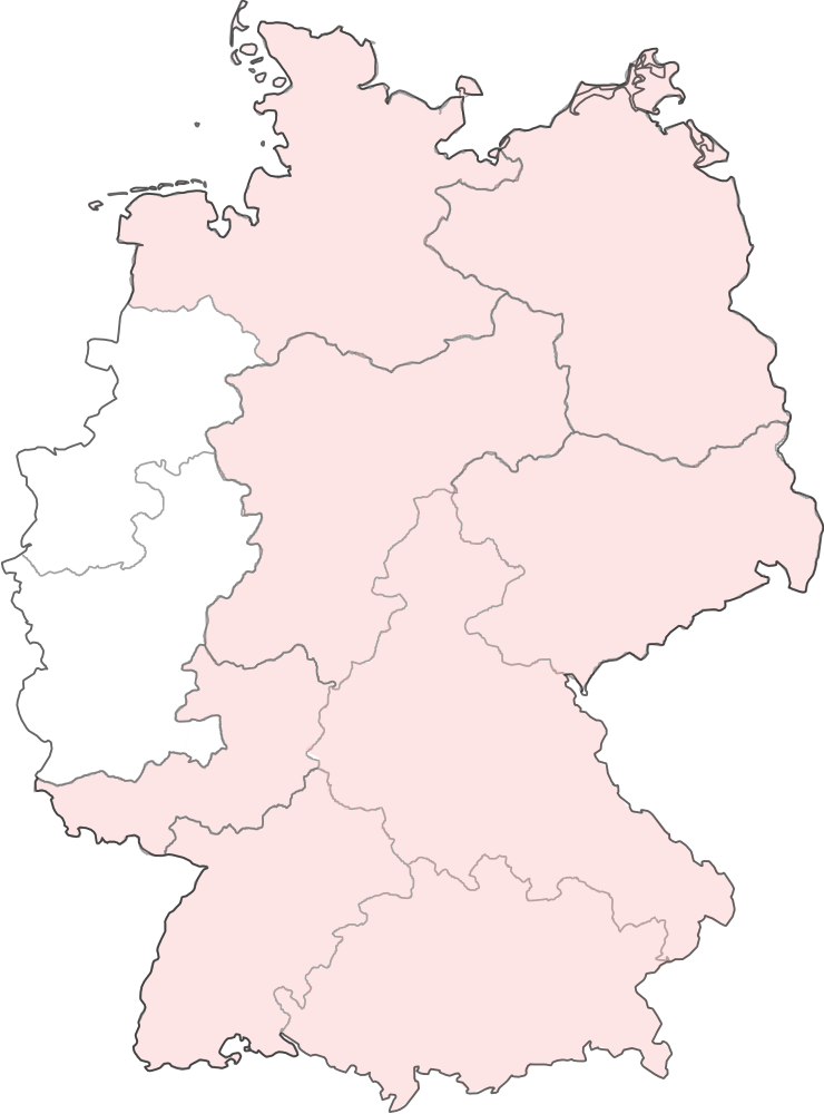 Karte von Deutschland mit Orten und Regionen in denen es Mein Windelzuschuss gibt